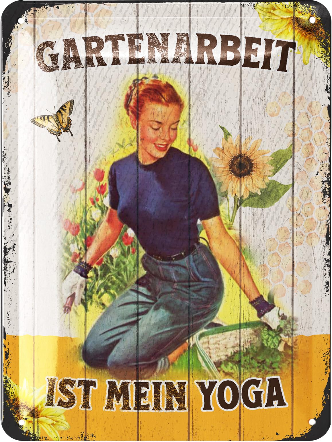 LANOLU Retro Tin Sign Gardening IS My Yoga, Garden Signs with Sayings, Garden Gift Idea, Sign Garden Gardener Gifts - Garden Rules Retro Decorative Vintage Metal Sign Garden 15 x 20 cm