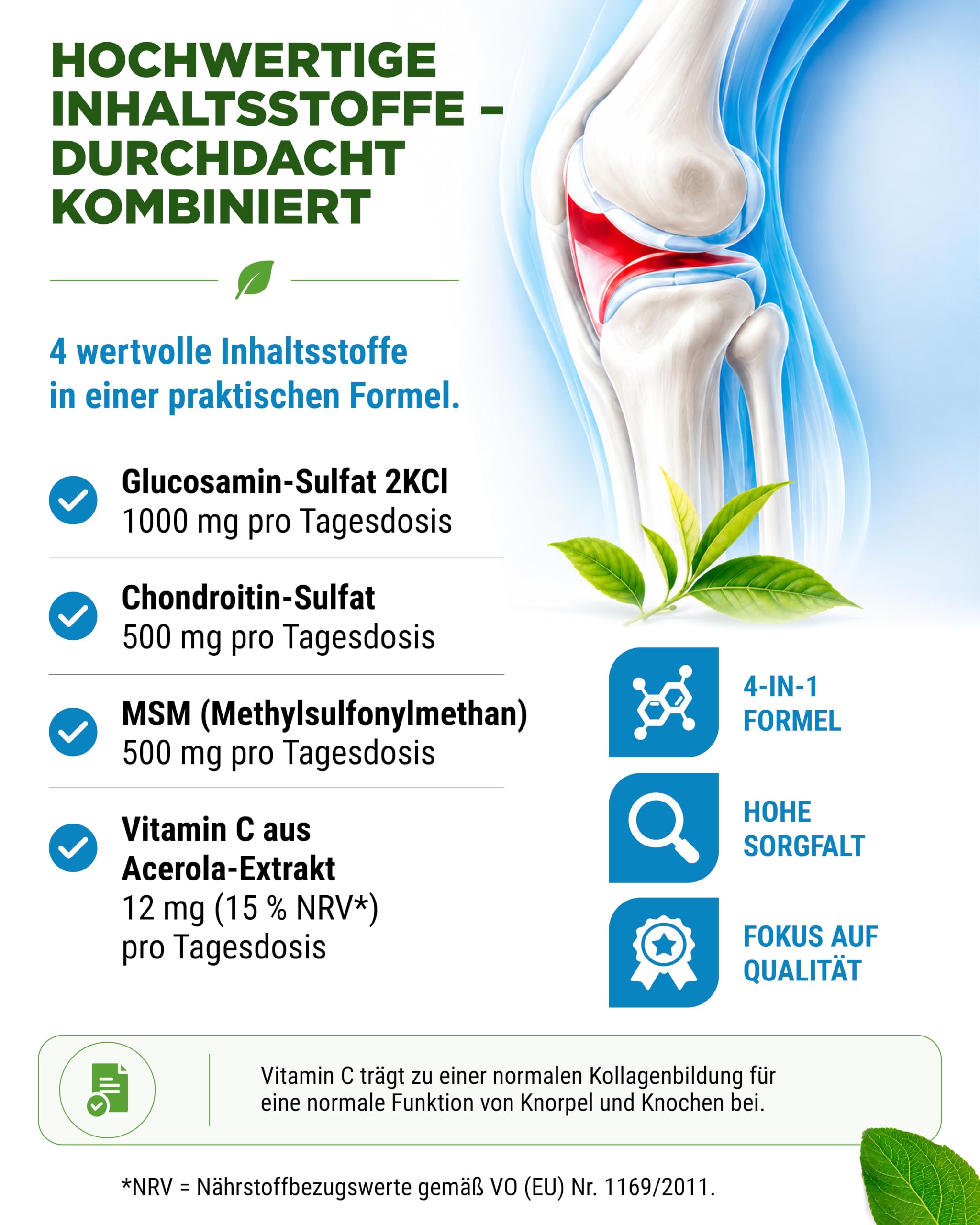 vit4ever Glucosamin Chondroitin MSM - 300 Tabletten - 4-in-1 Formel 3