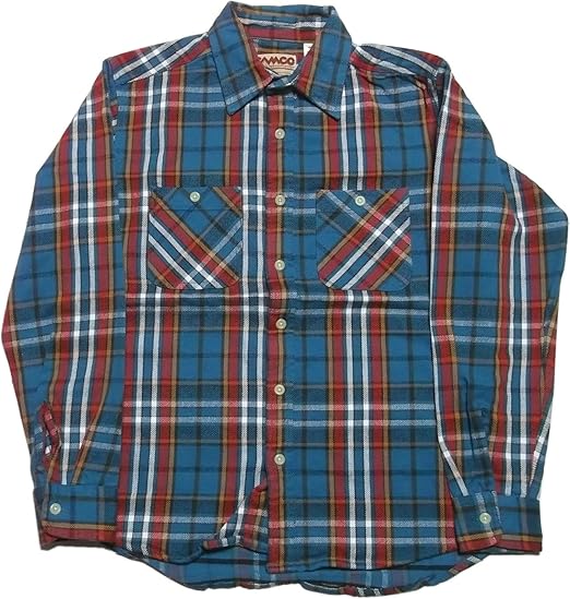 Amazon カムコ 長袖 ヘビーコットン ネルシャツ フランネル ブルー Camco Flannel Shirts 012 S シャツ 通販