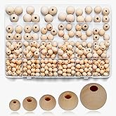 Secmity 280pcs Wooden Beads for Crafts 5 Sizes Unfinished Wood Bead Bulk 8mm, 10mm, 12mm, 14mm, 16mm Beads for Craft Making Decorations DIY Jewelry Making, Macrame, Bracelets
