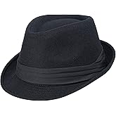 Classic Manhattan-Trilby-Fedora Mens Short Brim Structured-Gangster Felt Hat for Unisex (Size:7 1/4)