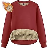 TACVASEN Women's Crewneck Sweatshirt Fleece Lined Sherpa Pullover Winter Shirt Warm Sweaters Long Sleeve Tops