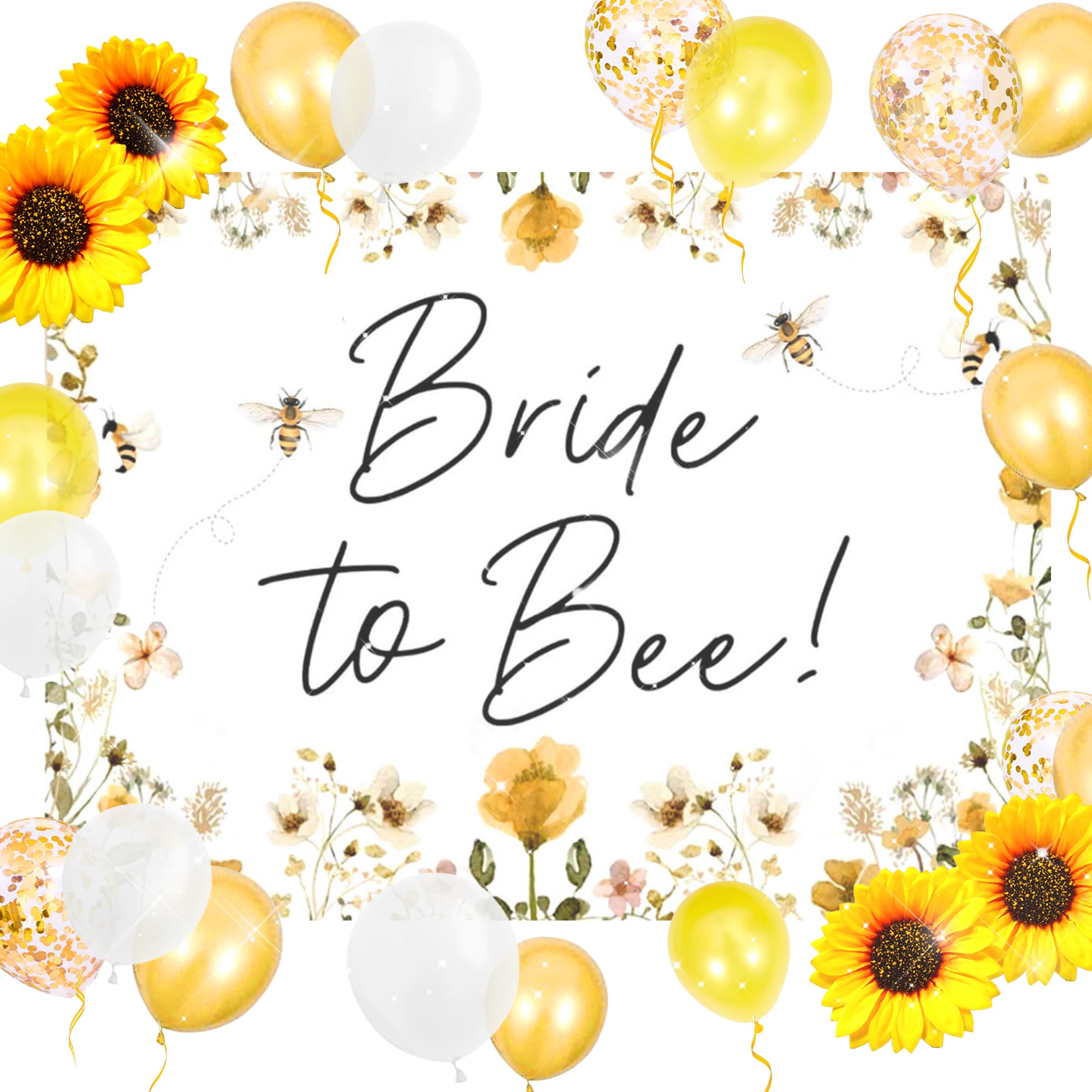 Photo 1 of Bride to Bee Bridal Shower Decoration Balloons Backdrop Sunflowers Bee Theme Bridal Shower Decorations Wedding Bride to Be Engagement Banner Props
