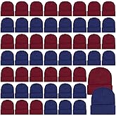 SATINIOR 50 Pack Winter Hats Bulk Beanies Unisex Knit Skull Caps Warm Stocking Hat for Adults Homeless