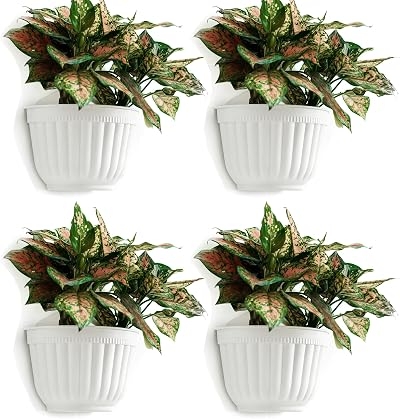 ORIMERC 4 Pack Wall Planters Vertical Garden Indoor Outdoor Pots White