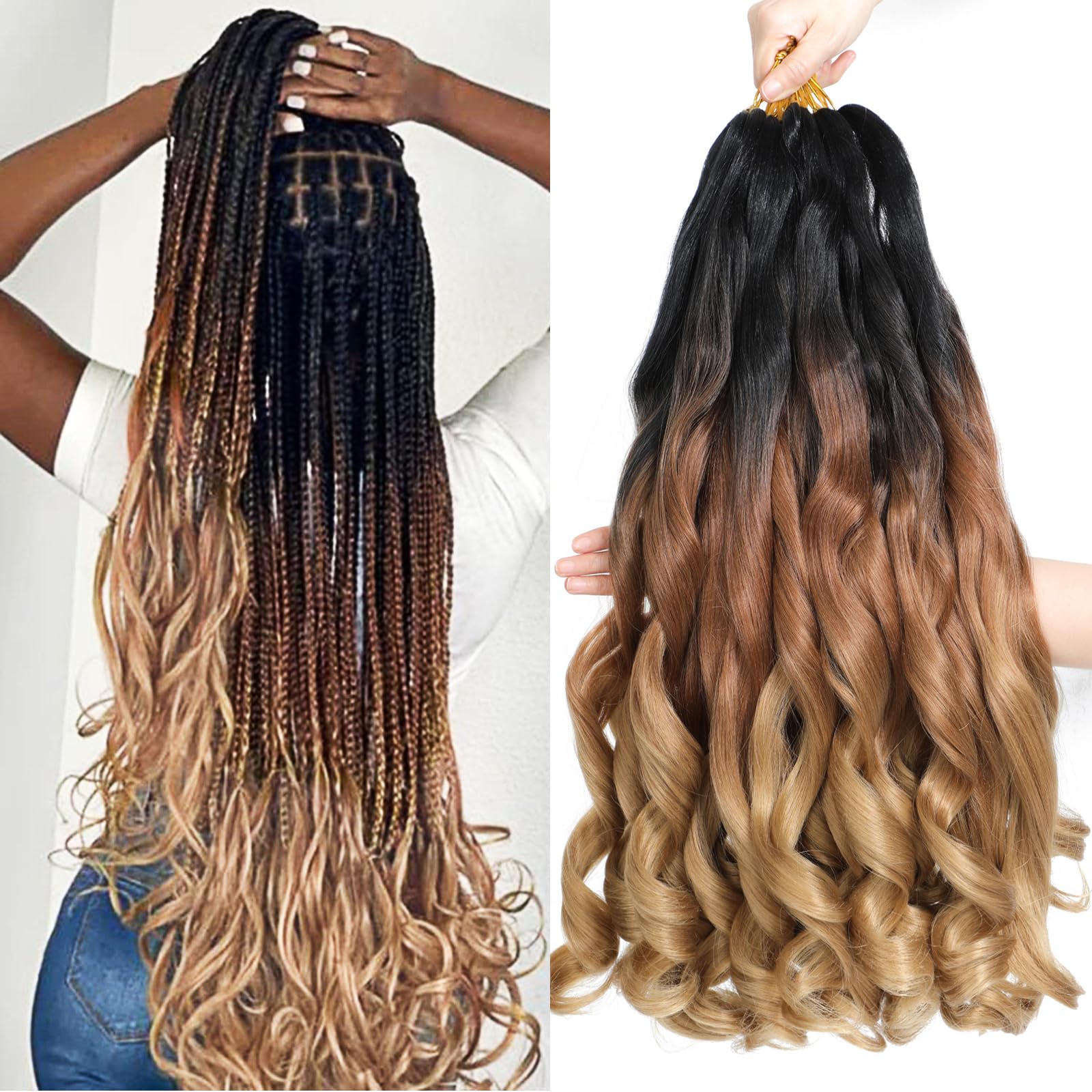 French Curl Braiding Hair 14 Inch 8 Packs Pre-Stretched Crochet Braids Hair Extensions (1B3027#, 14 Inch, Pack of 8) — image 1