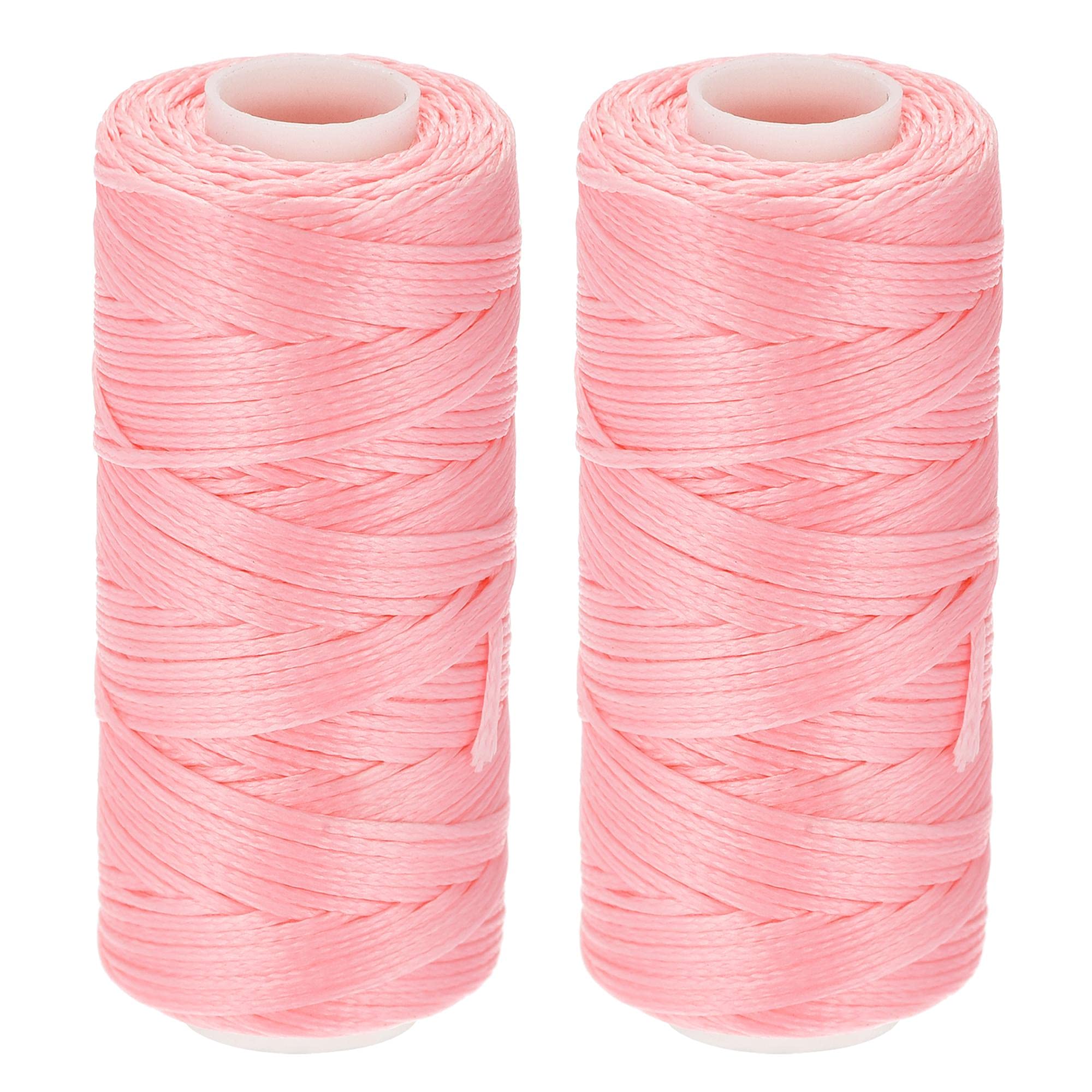 sourcing map Leather Sewing Threads 55 Yards 150D/1mm Polyester Waxed Cord for Manual Sewing (Pink, 2pcs)