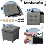 BRIAN & DANY Folding Ottoman Storage Box with Wood Legs Gray 38 cm view 4