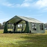 8-12 Person Inflatable Camping Tent with Rainfly, Hand Pump &amp; Stove Jack | Spacious for up to 12 people, 2 rooms for privacy, rainfly included, stove jack, inflates in 5 minutes with pump