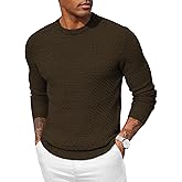 COOFANDY Men Dress Crewneck Sweater Pullover Knit Long Sleeve Casual Slim Fit Sweater