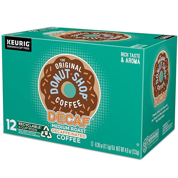 THE ORIGINAL DONUT SHOP KEURIG SINGLE-SERVE K-CUP PODS, DECAF KEURIG SINGLE-SERVE K-CUP PODS, MEDIUM ROAST COFFEE, 12 COUNT