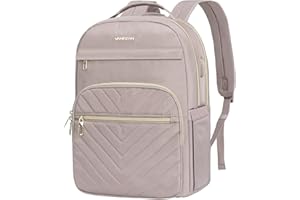 VANKEAN 17.3 Inch Laptop Backpack for Women Work Laptop Bag Fashion with USB Port, Waterproof Backpacks Stylish Travel Bags Casual Daypacks for College, Business, Light Dusty Pink