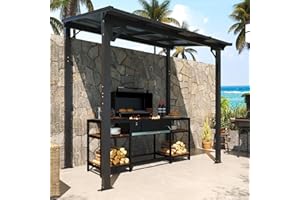 MEISSALIVVE 8' x 5' Gazebo Outdoor Pergola for Patio, Small Wall Mounted Lean to Metal Awnings with Sloped Roof, Heavy Duty Awnings for Patio, Decks, Backyard, Black