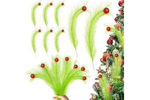 OFIHIDO 8 Pcs Christmas Tree Topper,17 Inch Christmas Tree Decorations,Red Green Christmas Tree Picks Ornaments for Tree Decorations