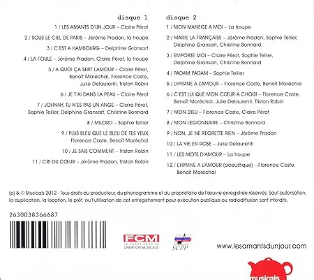 Les Amants D Un Jour La Nouvelle Comedie Musicale Avec Les Succes D Edith Piaf Amazon Com Music