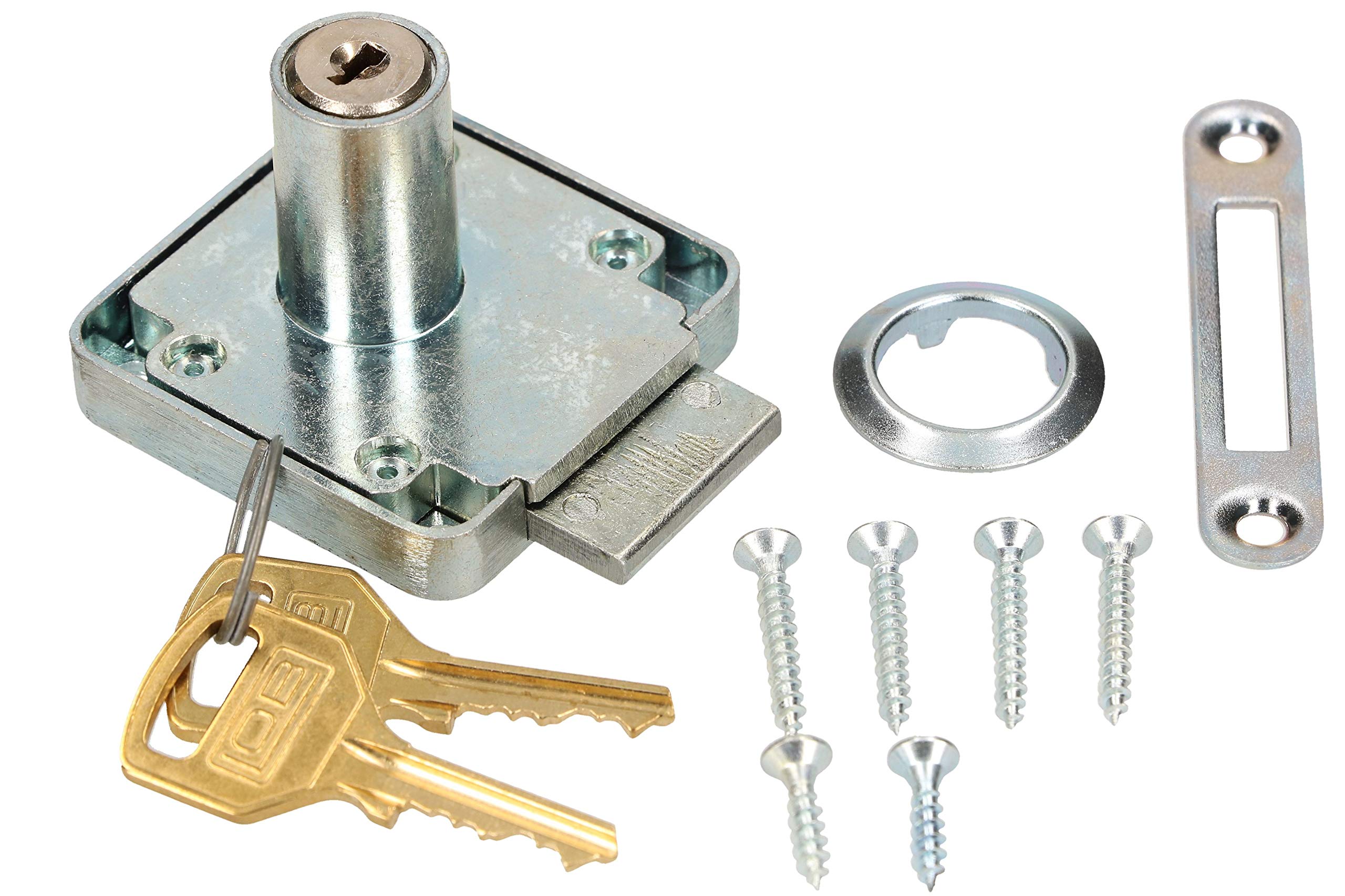 KOTARBAU 5907465940771 Furniture Lock, Door Lock with Key, Cylinder Lock, Silver, 42 mm x 42 mm