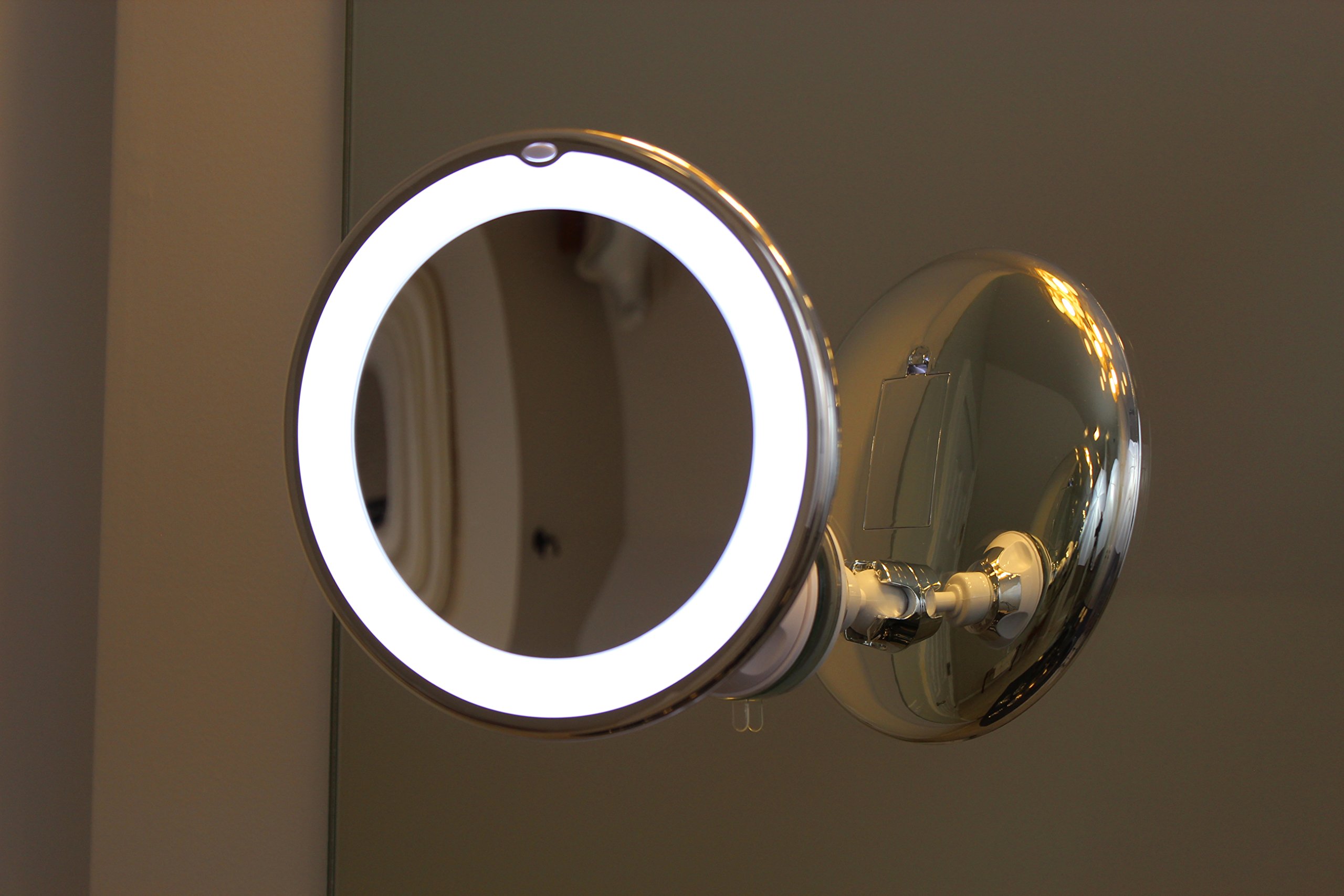 10X Magnifying Lighted Makeup Mirror With Chrome Finish, Locking