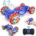 Gesture Sensing RC Stunt Car, Boys Girls Ages 6-12 Birthday Gift Ideas, 4WD Transform Off Road for Rotating Hand-Controlled 2.4Ghz Remote Control Twist Cars with Lights and Music Blue