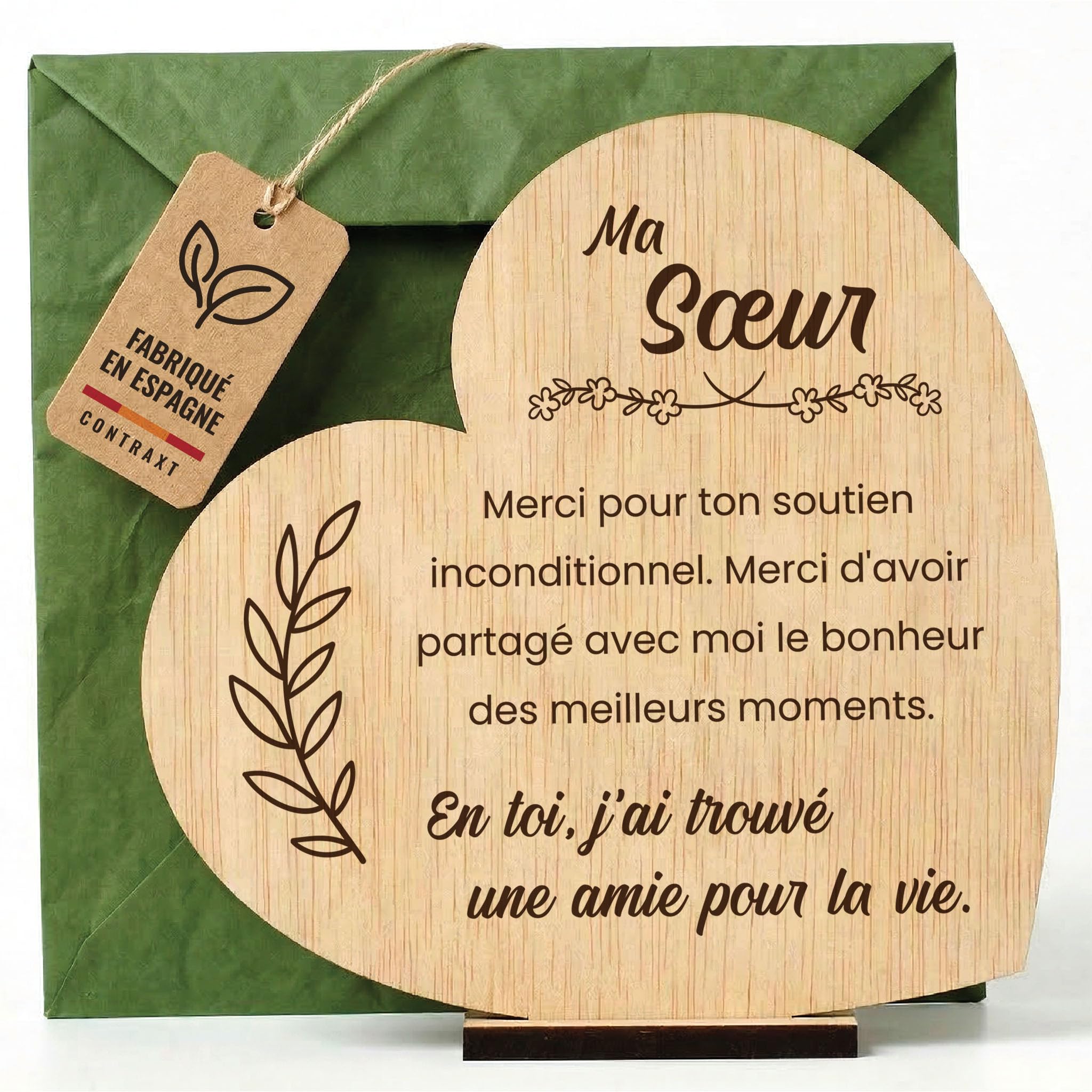 CONTRAXT Carte Soeur en bois. Cadeau original pour soeur Carte d'anniversaire pour une Soeur Idées cadeaux pour une soeur Carte de voeux en bois pour soeur (Soeur)