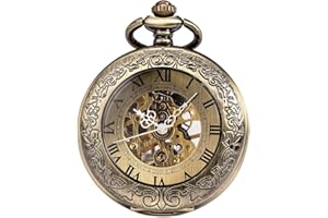 SIBOSUN Mechanical Pocket Watch for Men Antique Pocket Watch with Chain Steampunk Skeleton Mens Pocket Watches with Gift Box