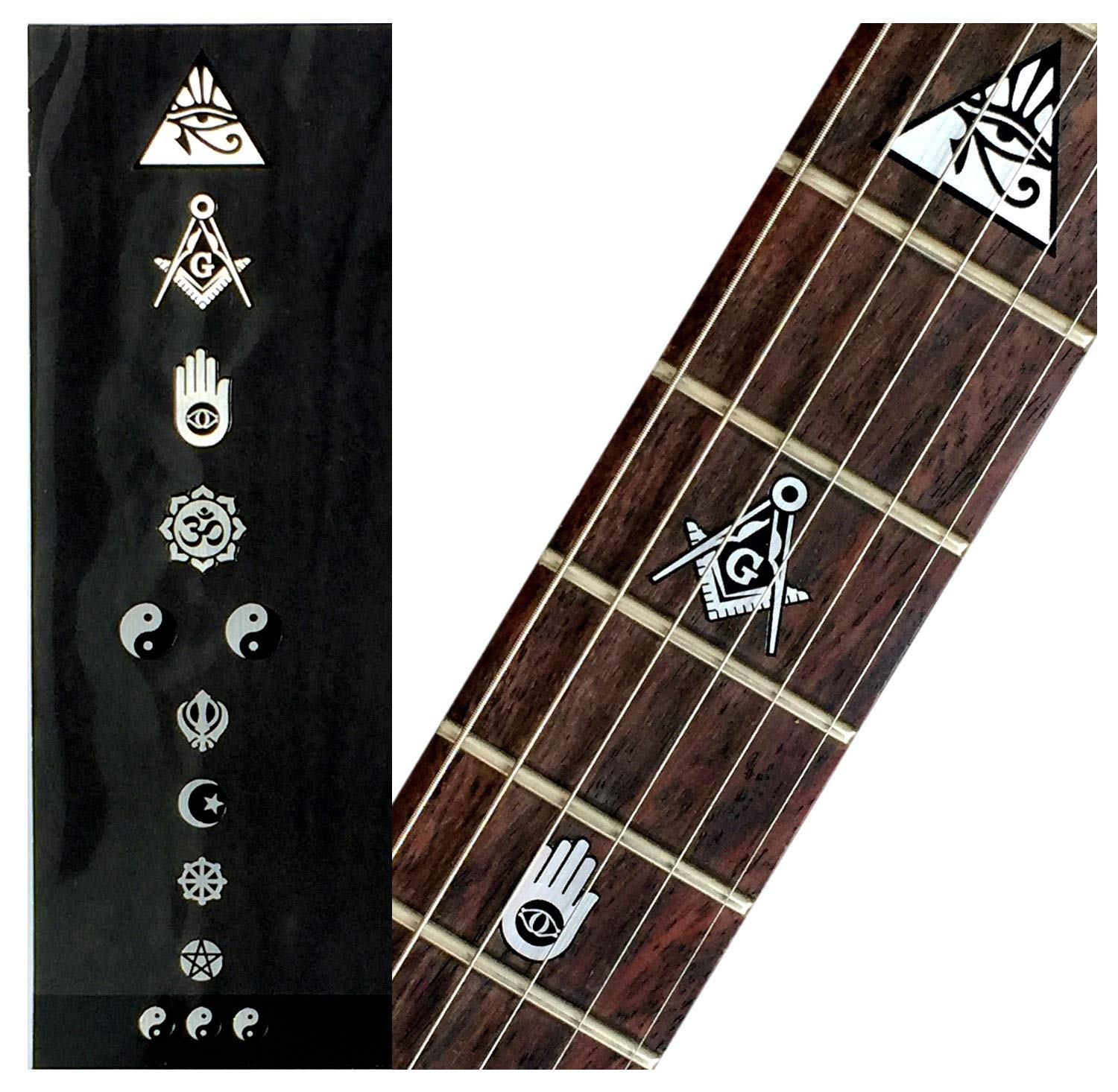Inlaystickers Fret Markers for Guitars & Bass - Religion Symbols - Metallic F-290RS-MT