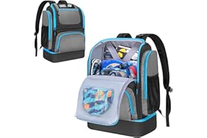 GOBUROS Swim Bag for Swimmers with Shoe Compartment, Swim Backpack for Men and Women, Swimming Bag with Multiple Pockets for Swim Gear Organization, Gray