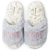 Dearfoams Unisex-Child Lana Slide with Slogan Slipper