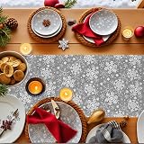 VALICLUD Silver Christmas Table Runner 275x28CM Snowflake Design view 3