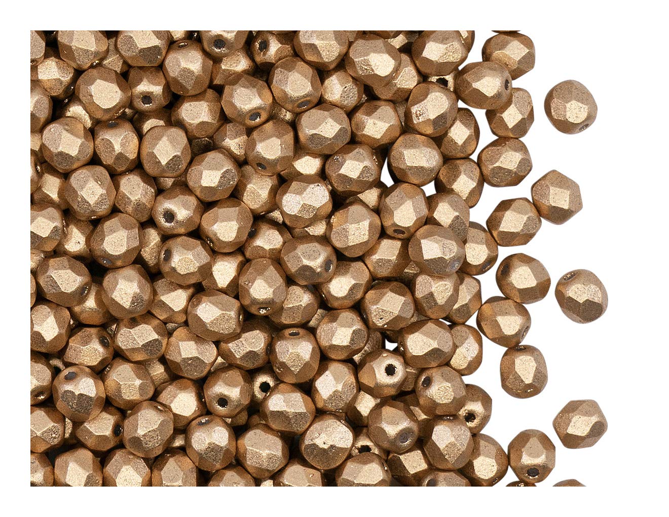 Czech Faceted Glass Beads Fire-Polished Round 4 mm Bronze Pale Gold Matte Pack of 600