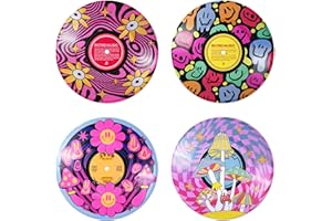 Putuo Decor Vinyl Record Decor Set of 4 - Hippie Indie Mushroom Room Decor Pink Aesthetic Y2K Room Decor for Teen Girls, Cute Pastel Danish Wall Decor 11.7 In Hippie Room Decor