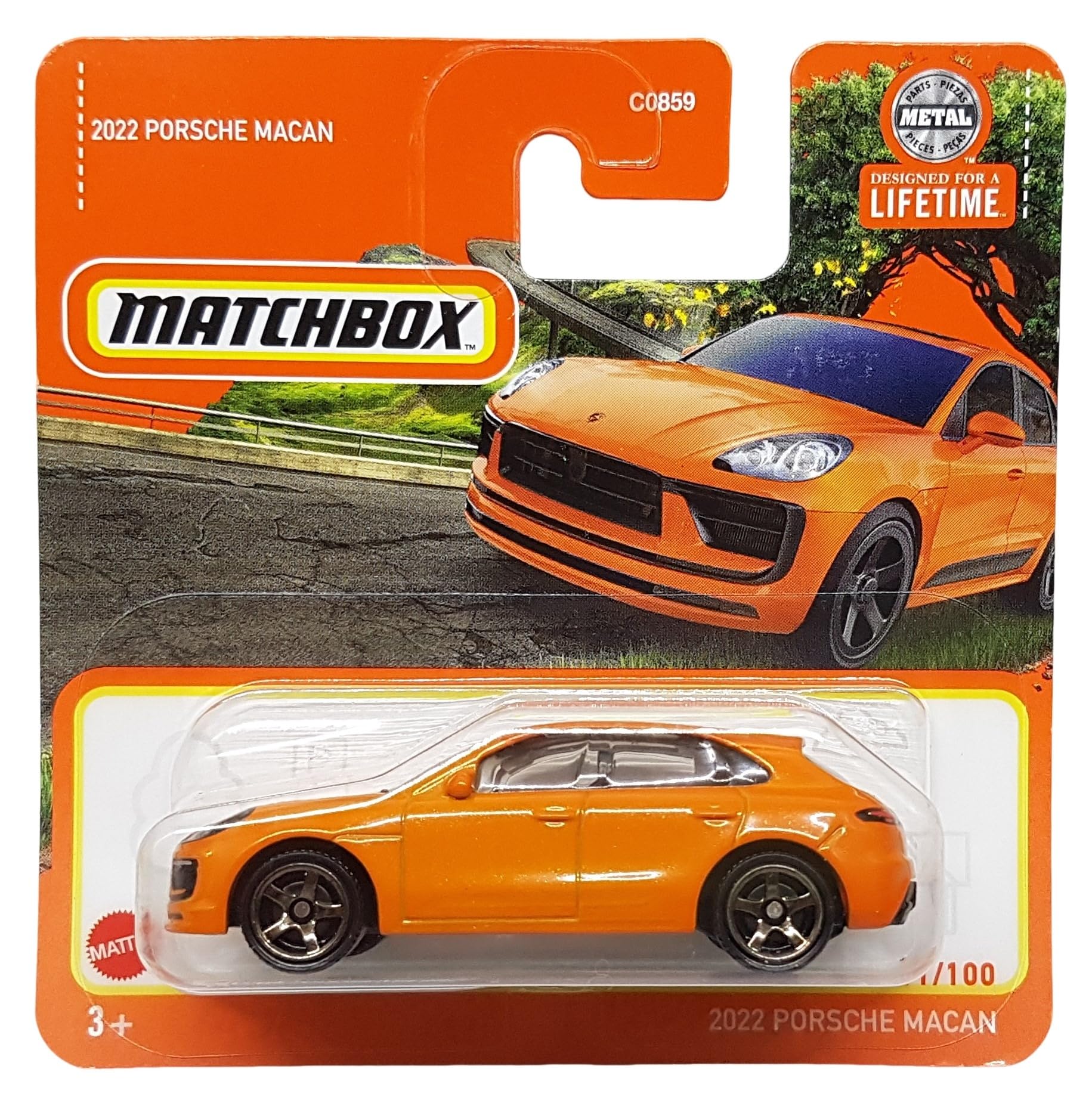 Matchbox - 2022 Porsche Macan - MBX Road Trip 11/100 - HVN65 - Short Card - Orange - Superfast Lesney - Mattel 2024-1:64