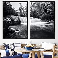 2 Piece Framed Canvas Wall Art Black and White Scenery Canvas Prints Home Artwork Decoration for Living Room,Bedroom - 16
