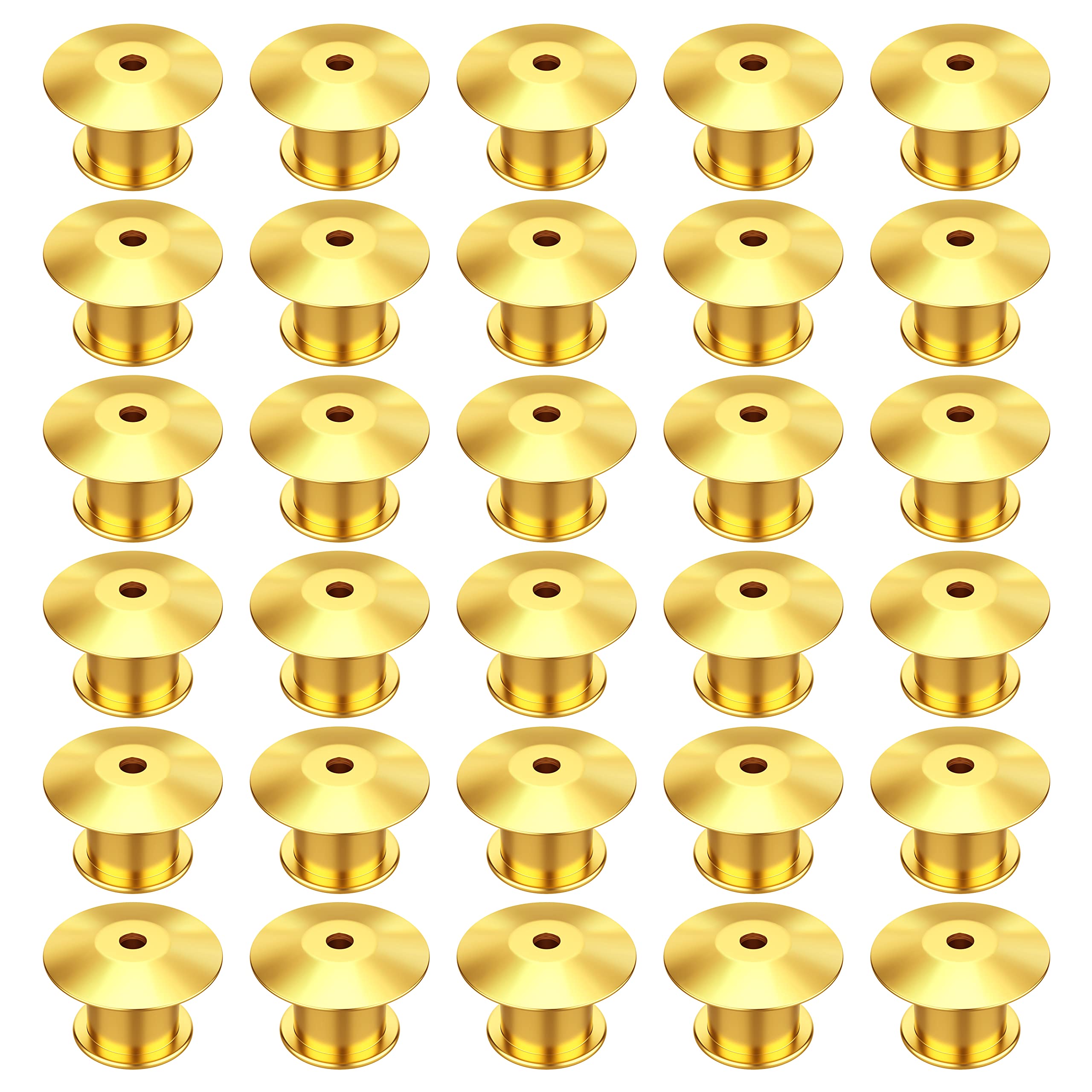 MengH-SHOP Locking Pin Keepers Backs Metal Pin Locks Replacement Pin Backs Clasps for Jewelry Brooches Badge Name Tags Crafts DIY 30pcs, Gold (PTKM01_GD_30-MHKJ)