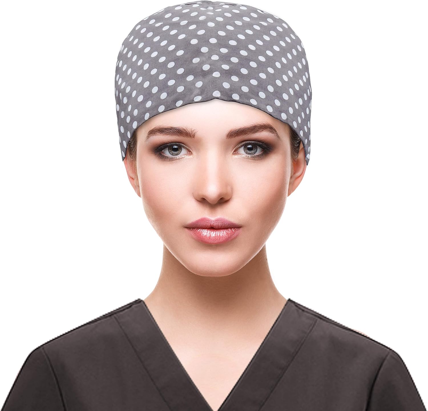 QBA Adjustable Working Cap with Button, Cotton Working Hat Sweatband, Elastic Bandage Tie Back Hats for Women & Men, One Size (Gray Dot) at  Men’s Clothing store