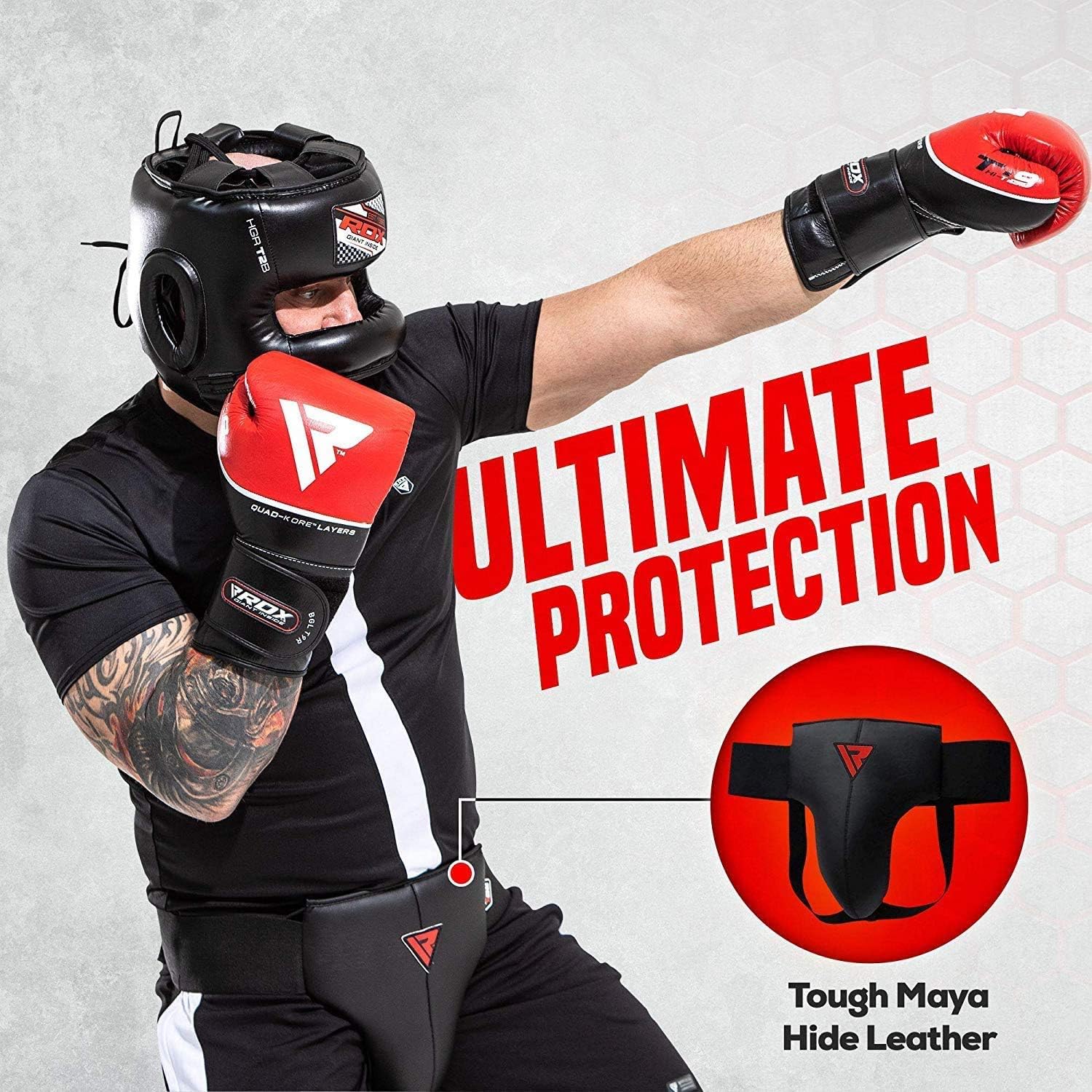 RDX Groin Protector for Boxing, Muay Thai, Kickboxing and MMA Fighting, Maya Hide Leather Abdo Gear for Martial Arts Training, SATRA Approved Jockstrap Abdominal Guard for Karate and Taekwondo : Sports & Outdoors