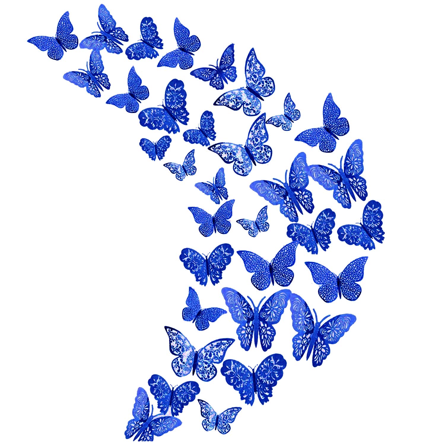 36 Pieces Royal Blue Butterfly Hollow Wall Sticker Decoration Removable Wall Sticker
