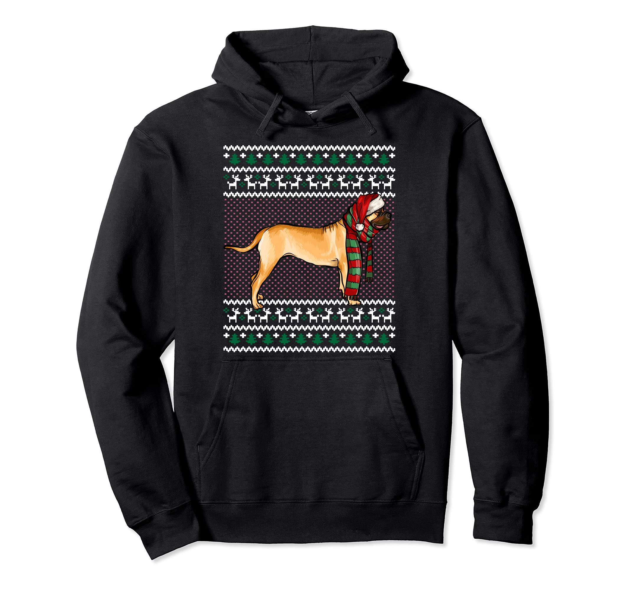Xmas Bullmastiff Dog Santa Hat Ugly Christmas Pullover Hoodie