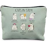 RYYCDOI Chemistry Cat Makeup Bag, Science Chemistry Teacher Gifts, Science Gifts for Women, Cats in STEM Cosmetic Bag