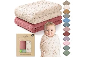 Infancie 100% Organic Cotton Baby Muslin Blanket 120 X 120 CM Receiving Blankets Baby Girl Pack of 2 Soft Breathable Lightwei
