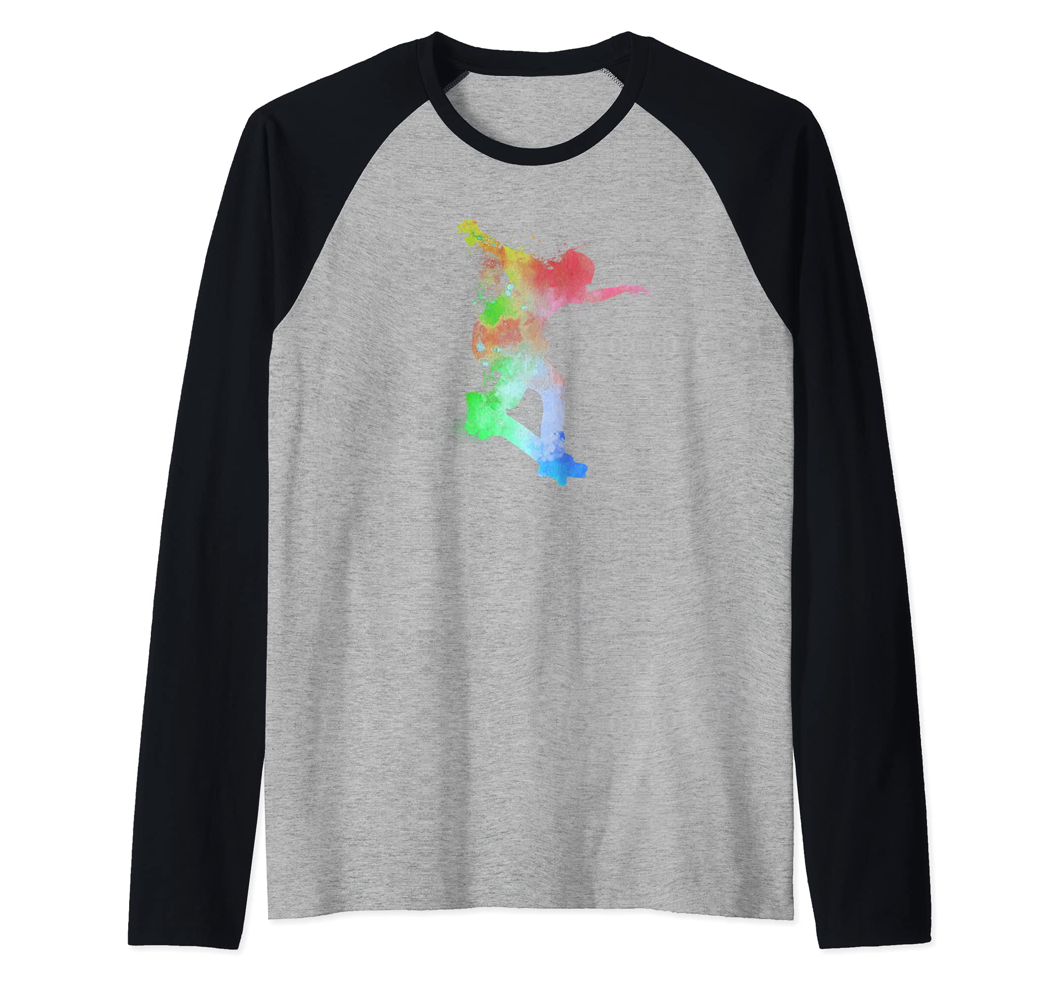 Skateboard Skateboarder Watersplash Skater - Skateboarding Raglan Baseball Tee