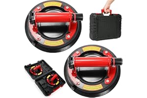 ZAVOOS 2 Pack Glass Suction Cups, 8'' Heavy Duty Vacuum Glass Lifter with Metal Handle to Lift Large Glass, 700 Lbs Load Industrial Tile Suction Cup Tool with Carrying Case for Granite Window Lifting