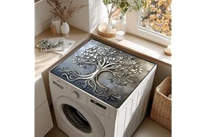 AOHMPT Non-Slip Washer & Dryer Top Cover Mat – Dust-Proof Protector Pad with Multiple Pattern Designs for Laundry Room & Kitchen Decor, Universal 23.6"x19.7" (Tree of Life, 23.6"x19.7")