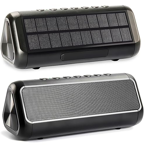 Solar Bluetooth Speaker Portable Wireless, 50H Playtime with HD Stereo  Sound,5000mAh Can Charge Cell Waterproof IPX6,TWS
