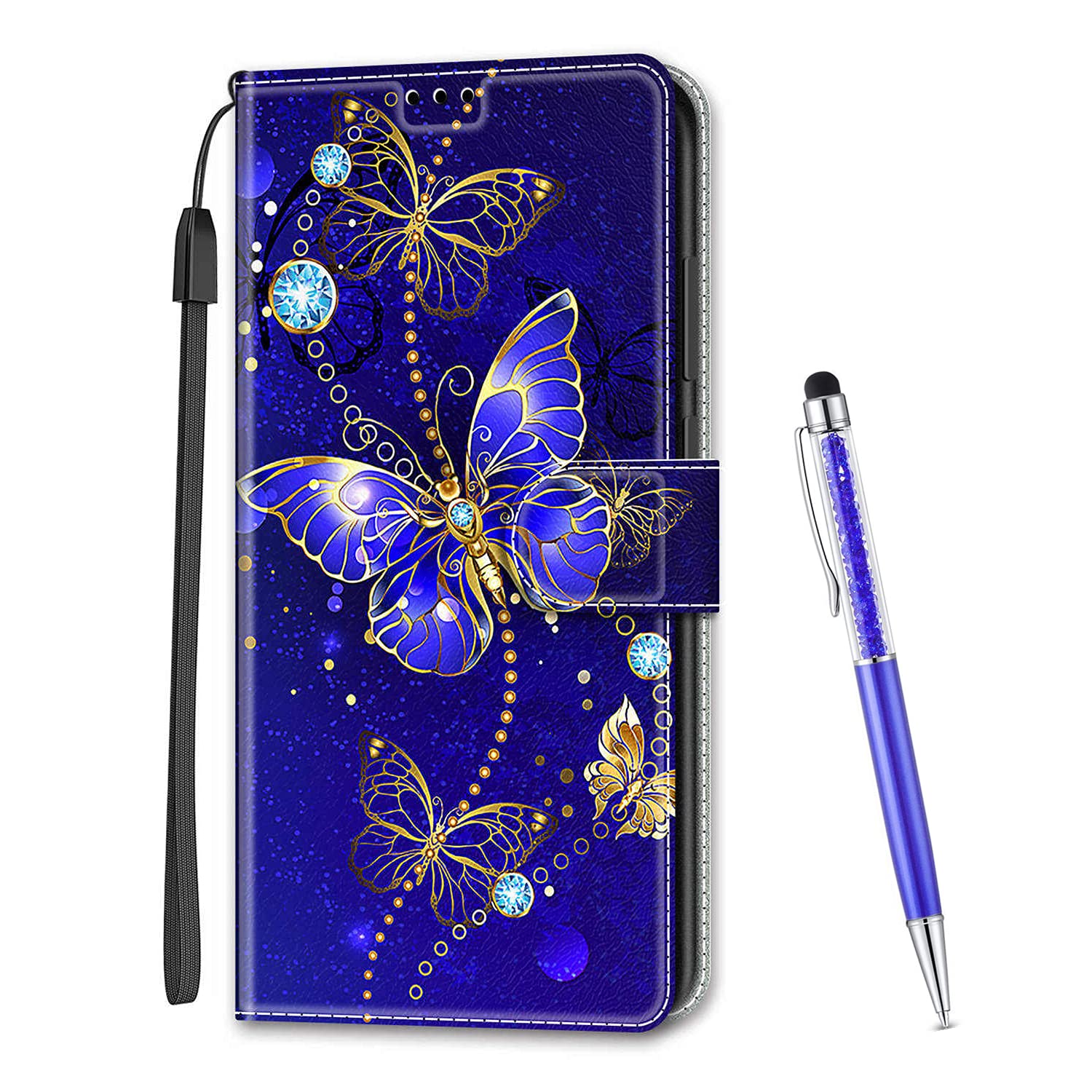 MadBee Compatible with iPhone 13 Pro Case 6.1 Inch, Full Body Colorful Pattern Design Flip Magnetic Detachable PU Leather Wallet Case Cover for iPhone 13 Pro (Butterfly B)
