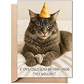 TRIDECOR Funny Birthday Card – Cute Cat Birthday Card, Humorous Greeting Card for Him, Her, Friends, Men, Women – 5x7 Inches with Envelope – 350gsm Cardstock - Funny Gifts for Cat Lovers