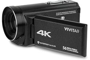 Vivitar - 4k Camcorder Ultra HD Lens, 4k Camera for Video Recording with 56MP, 13MP Sensor, 3" Rotatable Full Color LCD Displ
