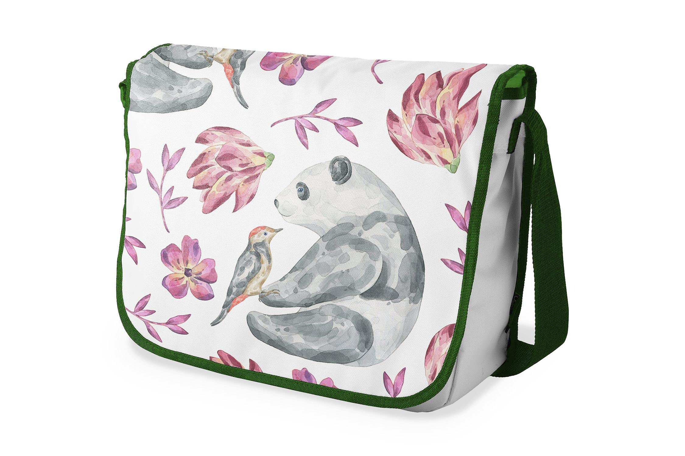 Bonamaison Digitally Printed Messenger School Bag with Khaki Strap for Students, Cross Body Bag, Courier Bag, Shoulder Bag for School, Back to School, Size: 29x36 Cm