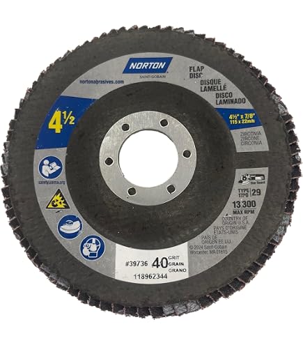 thumbnail image 2 of 10-Pack Vermont American 17376 4-1/2" X 7/8" Z80 Grit Zirconia Flap Discs - Made In Germany 2 of 2