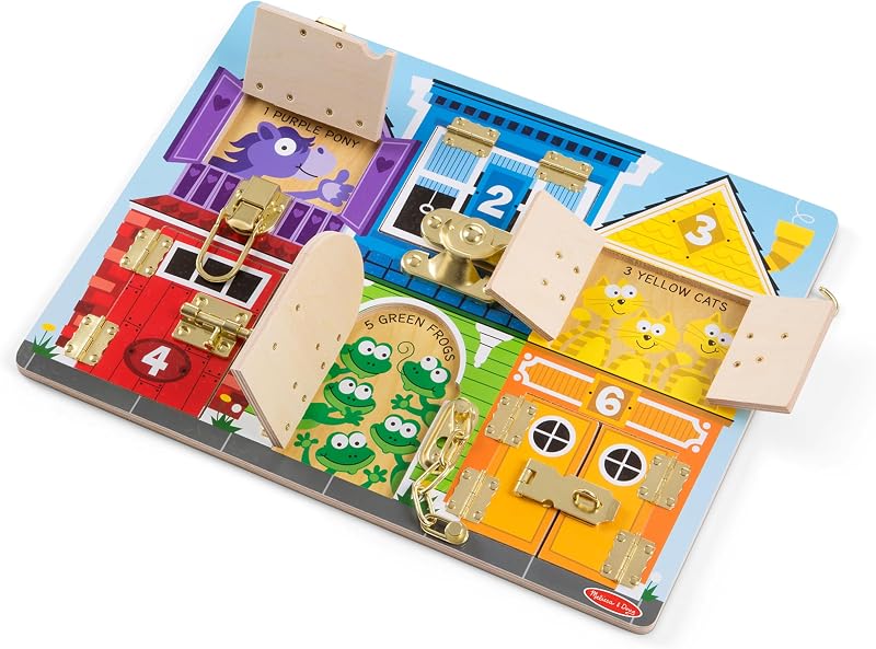 Melissa & Doug Wooden Latches Board | Developmental Toy for 3+ | Motor Skills