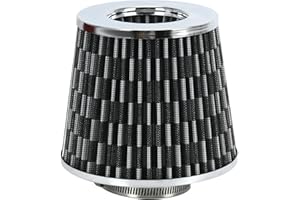 PTNHZ RACING PTNHZ Universal Carbon Fiber 2.5" 63mm High Flow Cold Air Intake Cone Air Filter Power Intake Air Inlet System Air Cleaner